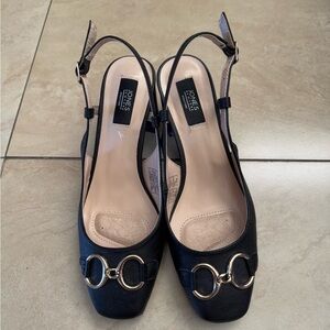 Jones New York Black slingback heels with gold hardware